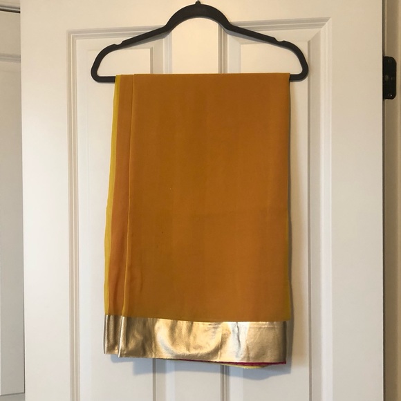 NWOT Yellow/Orange and Pink Chiffon Sari - Picture 3 of 12